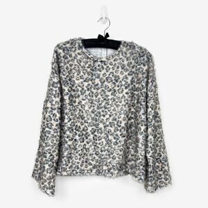 Zara Trafaluc Fuzzy Leopard Sweater Large Animal Print Cozy Comfy Relaxed Y2K